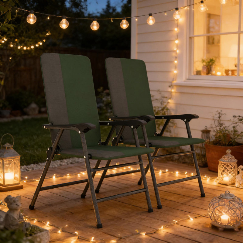 Chaises de jardin pour 2 personnes - Sièges confortables avec rembourrage en coton PP doux, tissu 600d aux déchirures, pliable pour le rangement extérieur