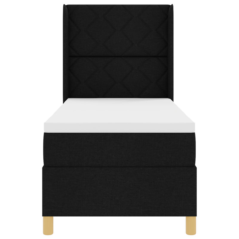 Box Spring Bed With Mattress Fabric, 80 x 200cm, Black