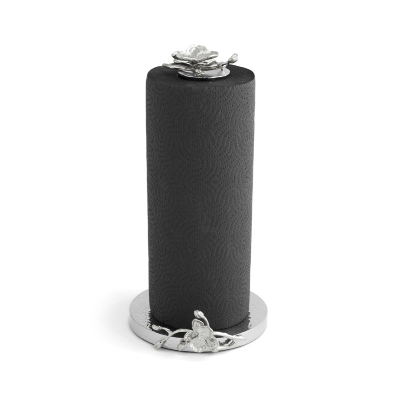 White Orchid Standing Paper Towel Holder