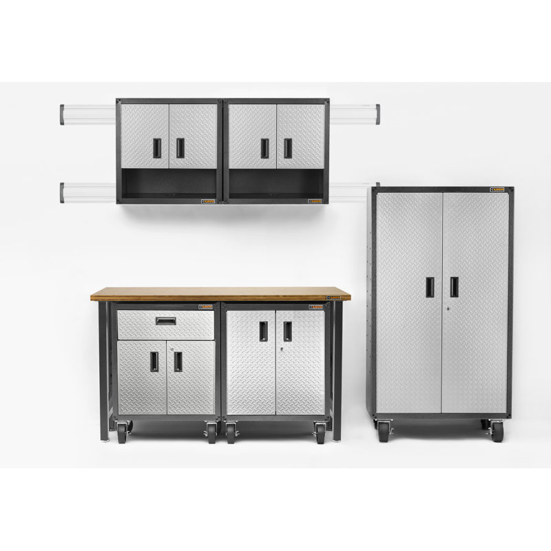 Ready-To-Assemble 3/4 Door Wall Gearbox, Hammered Granit/Silver Tread