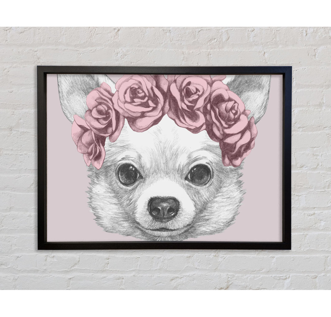 Blumenkopf Chihuahua - Einzelner Bilderrahmen Kunstdrucke auf Leinwand