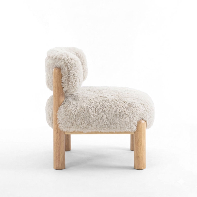 Chaise d'appoint rembourrée en tissu Lana, Beige