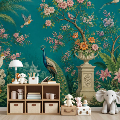 Papier peint auto-adhésif Peacock Tropical Garden