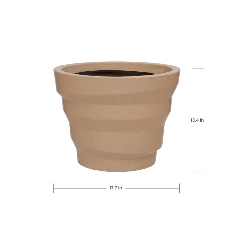 Pot à fleurs rond Kaofen ECOBO EcoFriendly, Sable, H 13,4 po x l 17,7 po x P 17,7 po
