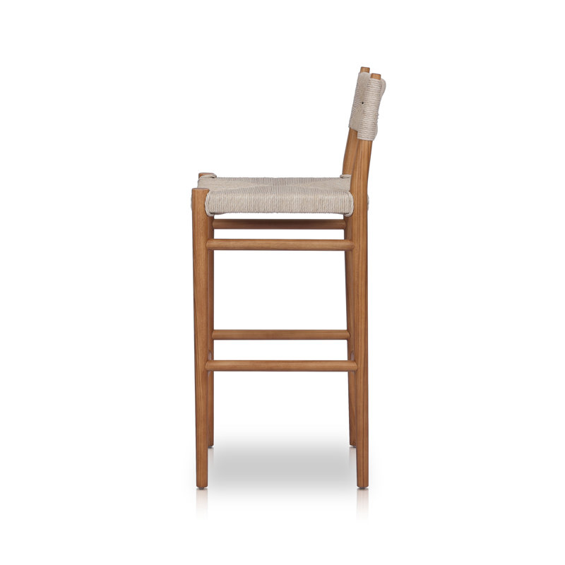 Outdoor Teak Bar Stool, Light Brown, Natural Teak, 30"