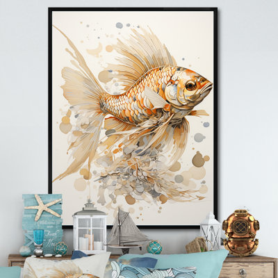 Golden Fish Elegance, reproduction sur toile encadrée
