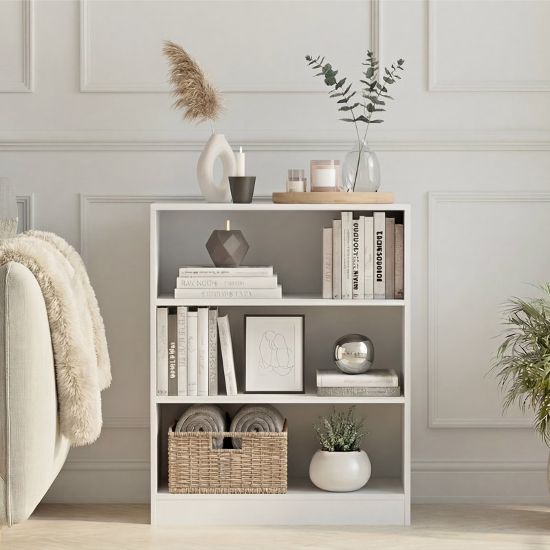 142cm H x 60cm W Standard Bookcase, White, (3 Shelves) 75cm H x 60cm W x 24cm D
