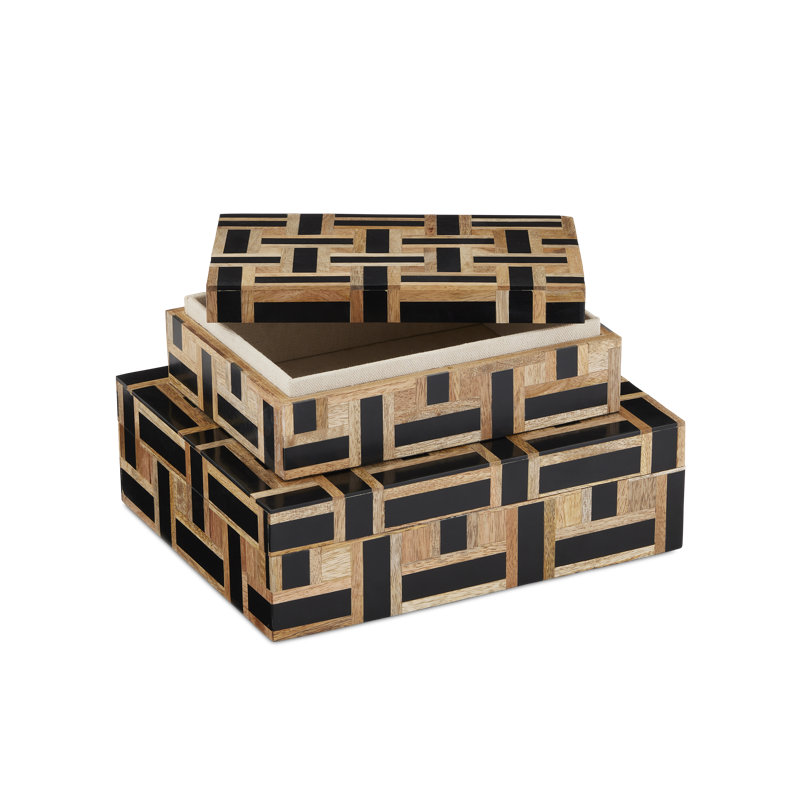 Aarna Cream Box Set Of 2,  Black