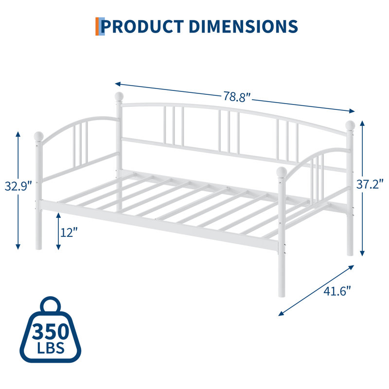 Twin Size Metal Daybed with Arched Headboard - Durable Steel Slat Support, Pull-Out Trundle & 6 Casters - Space-Saving Convertible Sofa Bed for Living Room, Bedroom, Guest Room - White