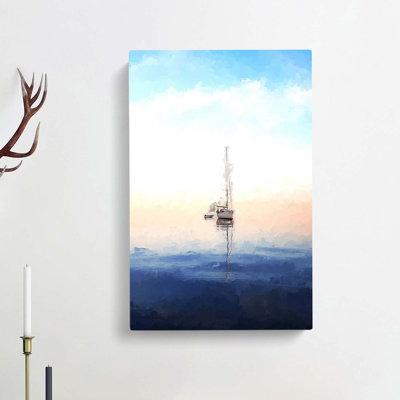 Lone Sailboat In Abstract - Wrapped Canvas