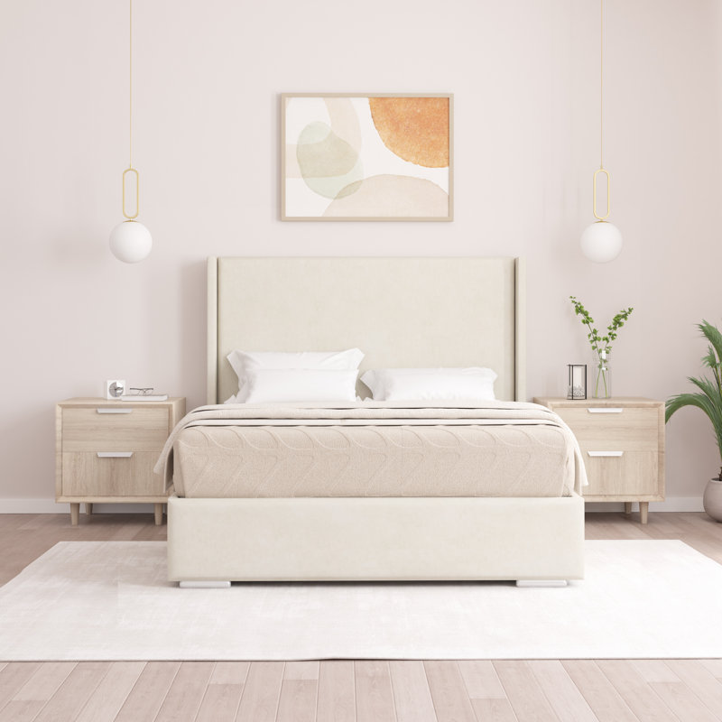 Chelby Upholstered Bed, Super King (6'), Cream