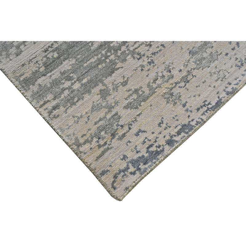 High-Quality Hand-Knotted Silver And Black Area Rug