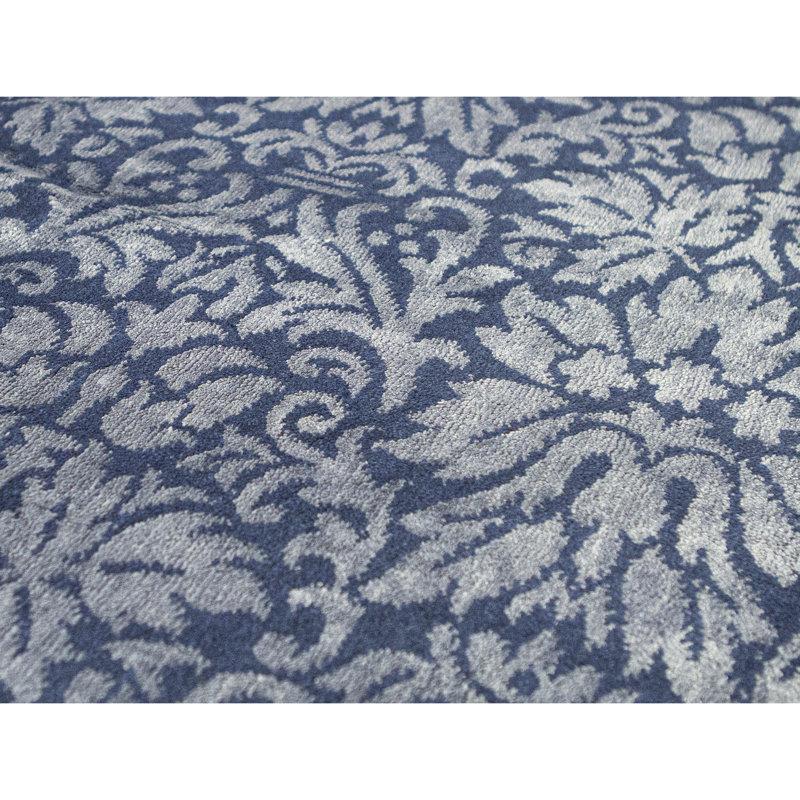 Jakat Damask Area Rug in Blue, Rectangle 7'9" x 9'9"