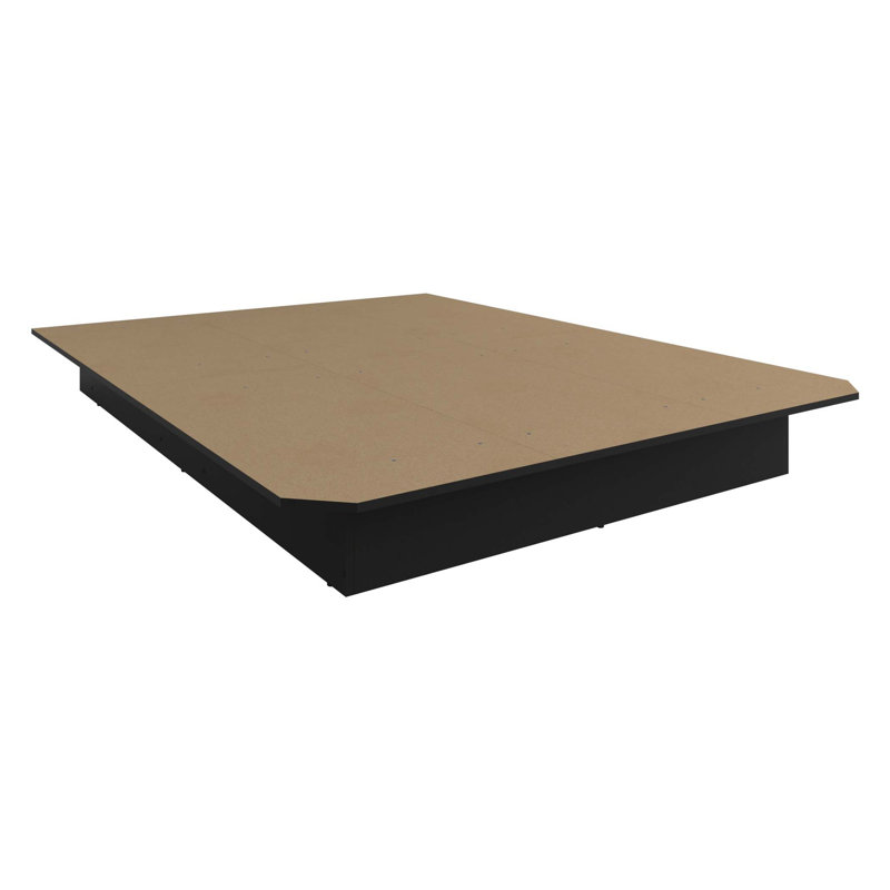 Lit plateforme Suad - Assemblage facile, aucun sommier requis, Grand lit, Noir