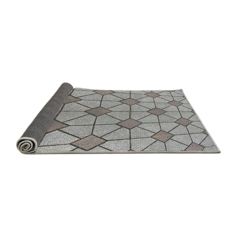 Tapis gris tissé à la machine, Rond 8 pi