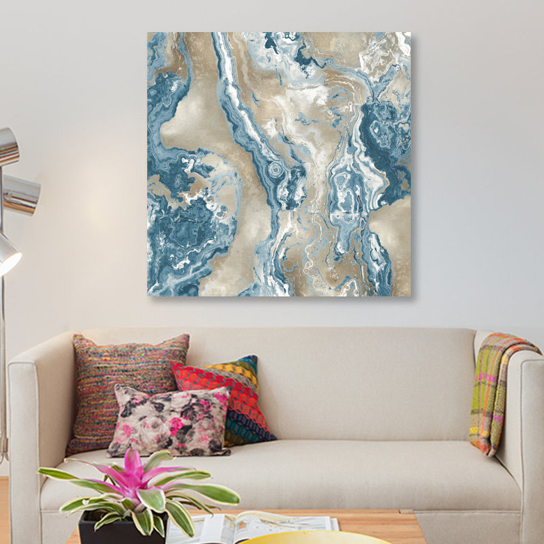 «Onyx Teal», impression sur toile, H 12 po x l 12 po x P 0,75 po, Pas de tapis, Toile tendue