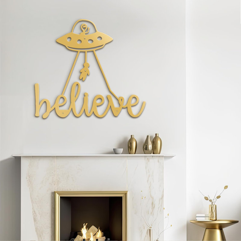 Décoration murale en métal, H 20 po x l 20 po x P 0,05 po, Or