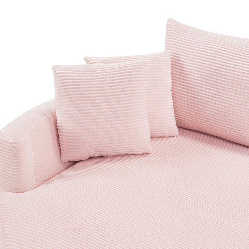 Canapé-lit 102,3 po, Velours côtelé rose