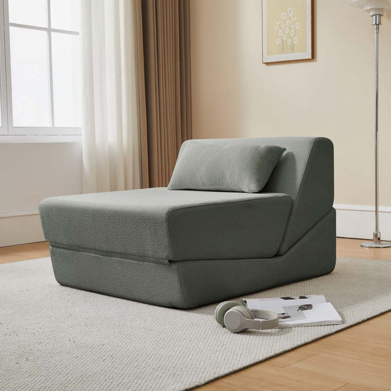 Chaise convertible en laine et en tissu, Gris