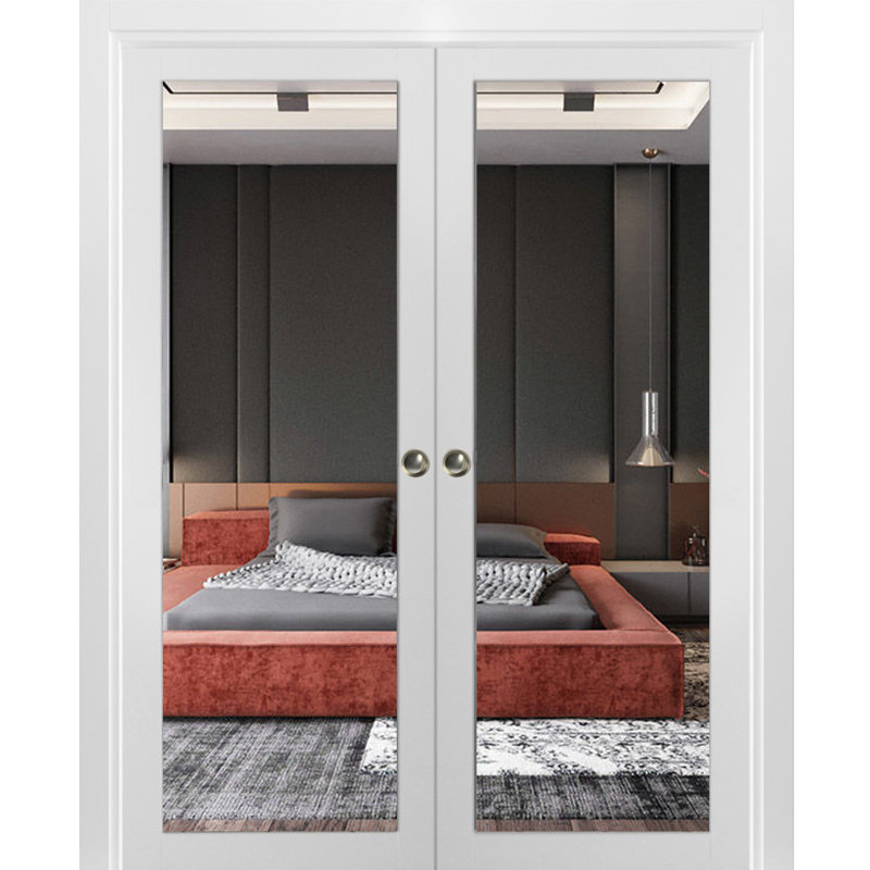 Portes coulissantes en verre à miroir Lucia, L 64 po x H 80 po