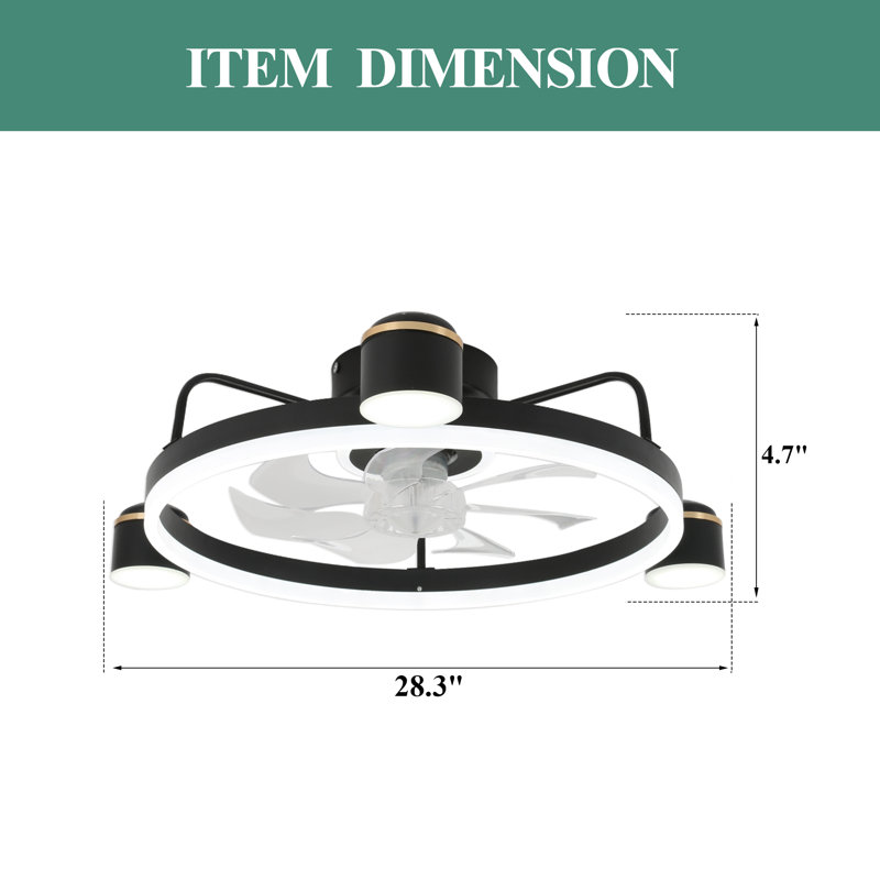 28 po Ventilateur de plafond encastré moderne avec lumières étoilées et contrôle APP pour chambre à coucher