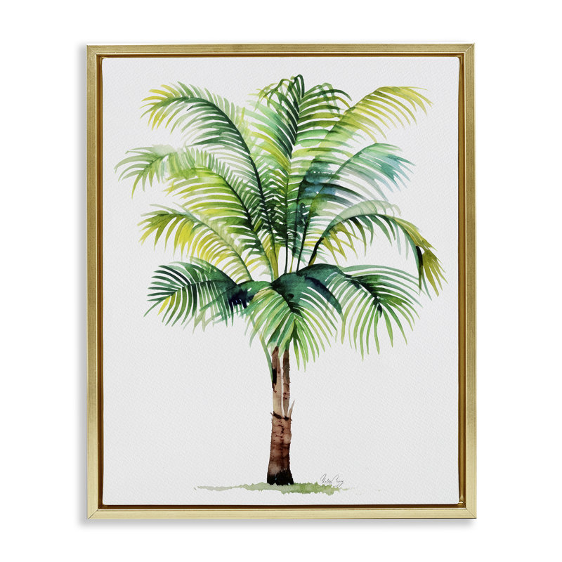 Cadre flottant Breezy Fronds Palm, design par Shelly Craig, H 21 po x l 17 po, Cadre flottant métallique doré