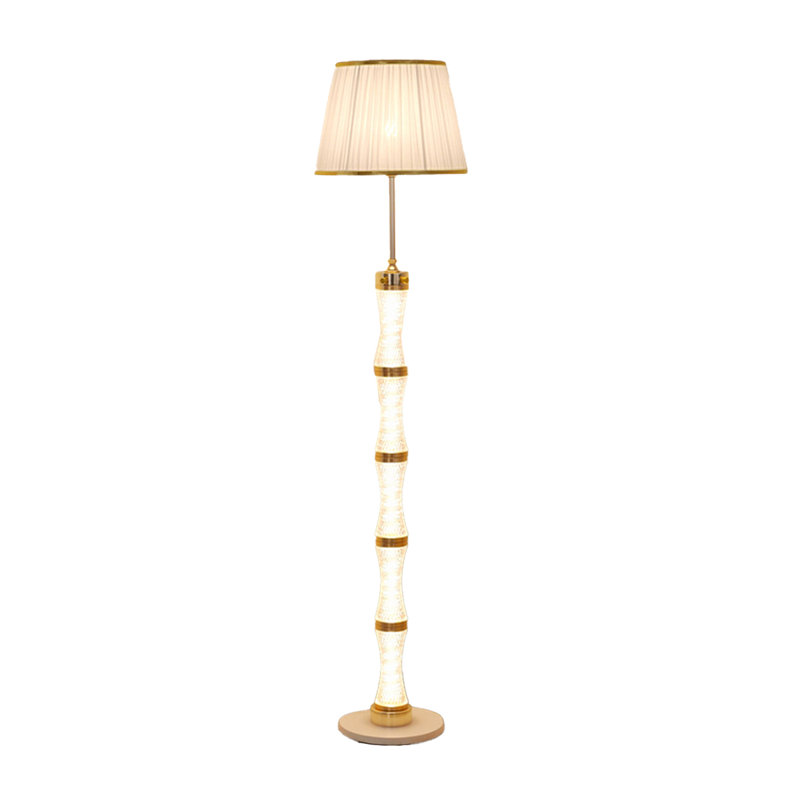 Lampe sur pied légère en tissu et acrylique de luxe à la française, Blanc