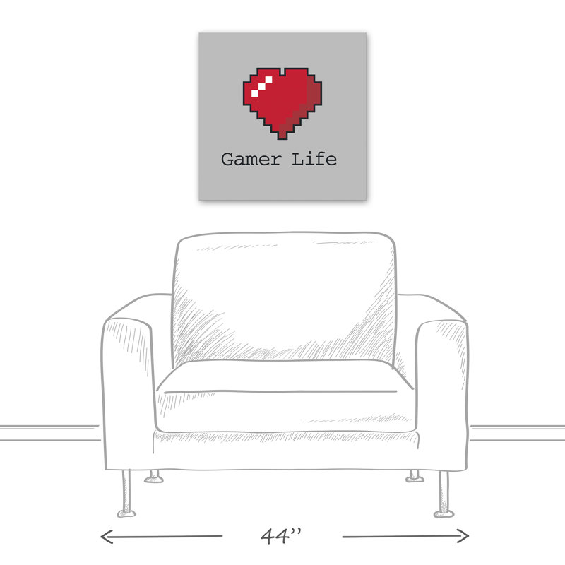 « gamer life », art sur toile Tomalin, H 20 po x l 20 po x P 1,25 po