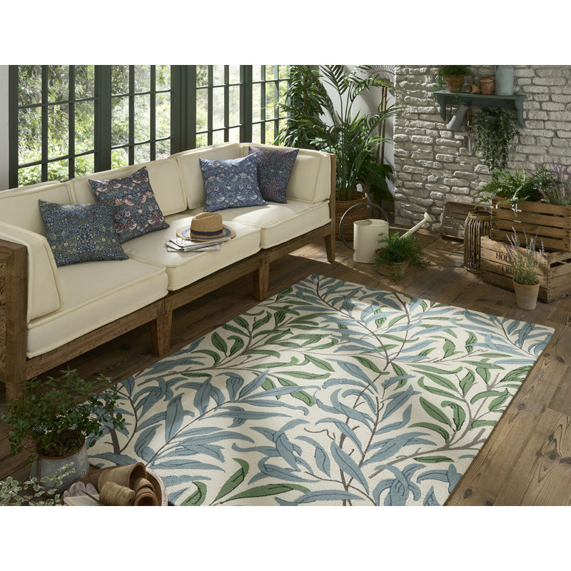 Floral Area Rug in Green, Rectangle  6'7'' x 9'2''
