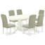 Ensemble de salle à manger 5 pièces comprenant une table de cuisine ovale avec rallonge papillon et 4 chaises de salle à manger Parson en lin Shitake foncé, 101,6 x 193,3 cm, blanc lin-1323717778-1255967301-1255967302