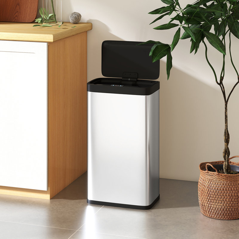 Motion Sensor, Manual Lift Kitchen Trash Can - 45L, Silver