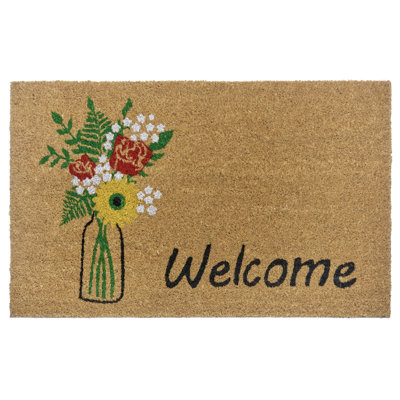 Welcome & Flowers Door Mat