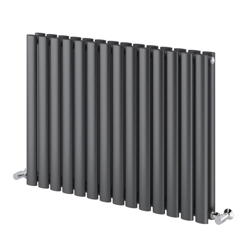  Horizontal Oval Panel Radiators, 600mm H x 820mm W, Grey