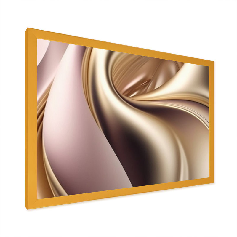 Luscious liquide or en rose discret et taupe V - reproduction sur toile, L 44 po x H 34 po, Toile avec cadre photo doré