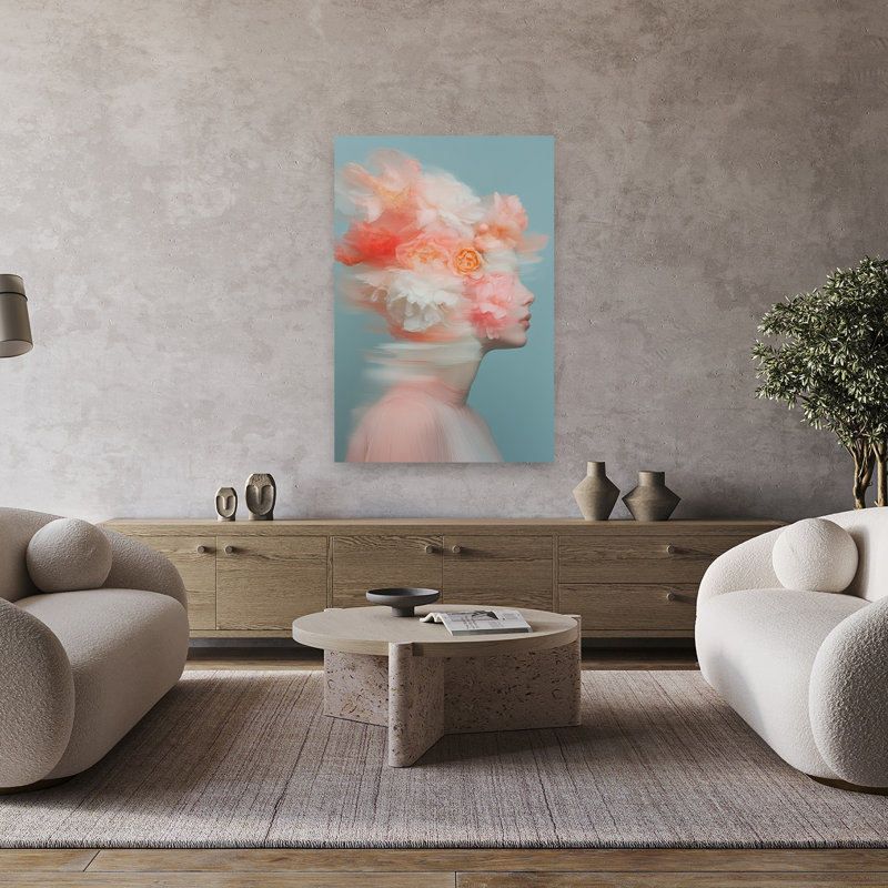 «Ethereal Floral Profile Abstract Delicate Ethereal Flower Portrait», reproduction d'art murale, H 48 po x l 32 po