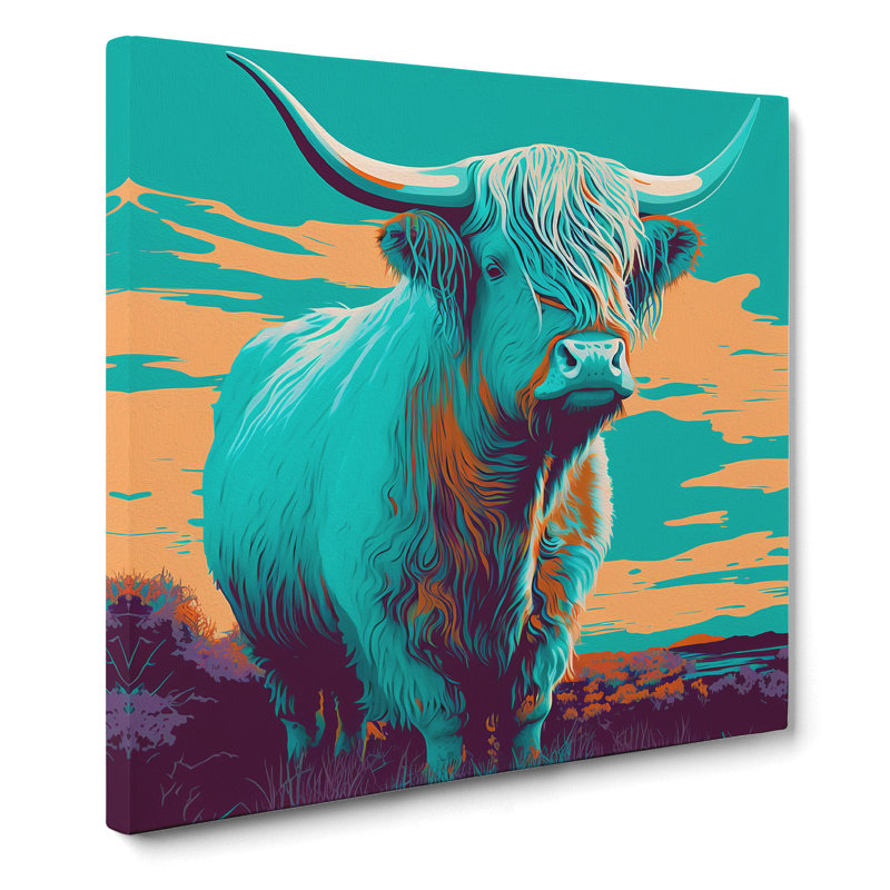 Highland Cow Pop Art - Wrapped Canvas