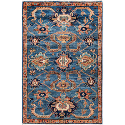 Dobbins One-of-a-Kind Hand-Knotted Area Rug - Light Blue, 3'2" x 4'11"