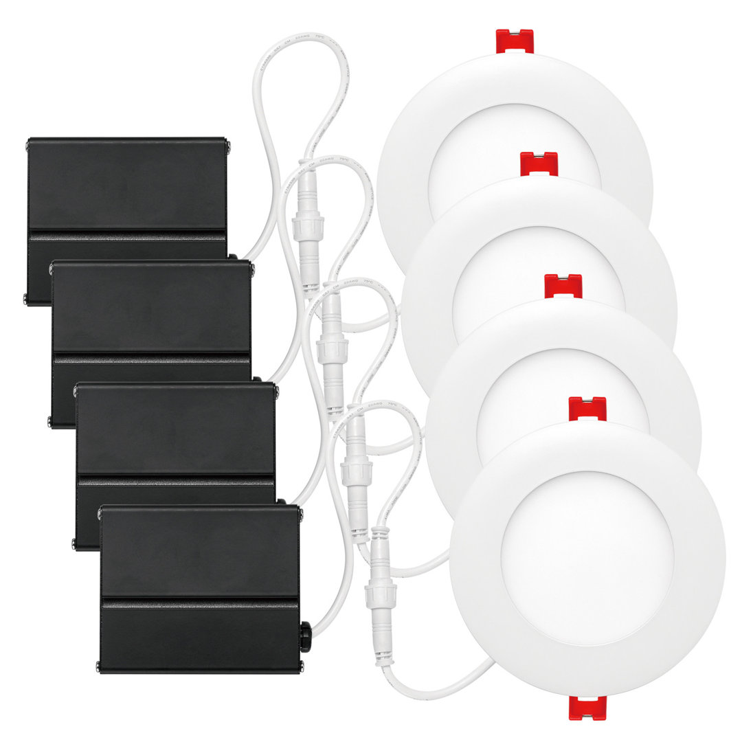 Slimline 4'' Dimmable Air-Tight IC Rated Recessed Lighting Kit (Set of 4) Globe Electric Company 
