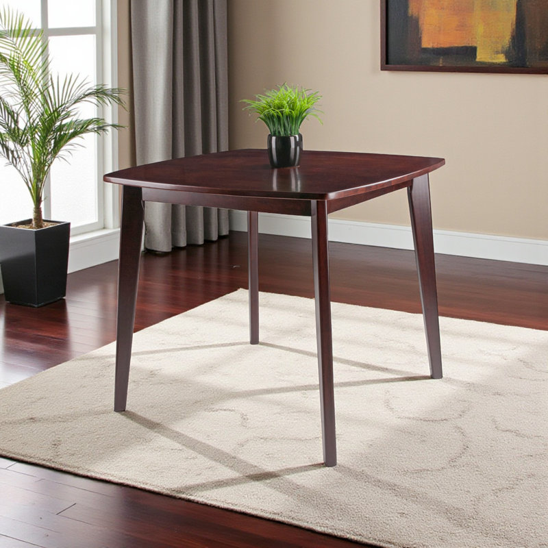 Ashford Square Dining Table with Angled Legs in Brown Finish, 29.15'' H X 33.80'' W X 33.80'' D