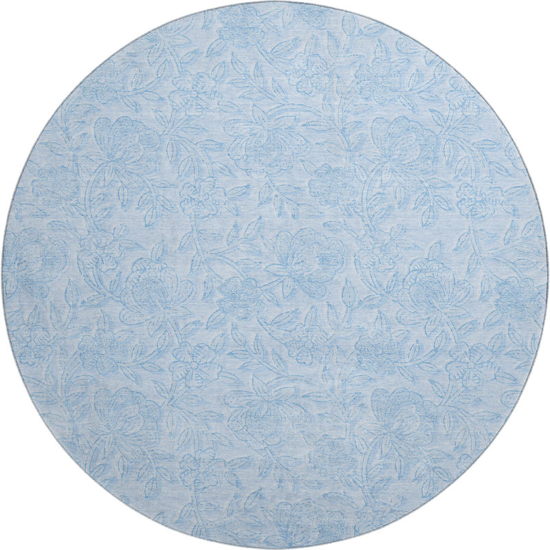Premium Machine Washable Prisco Sky Rug, Round 8'