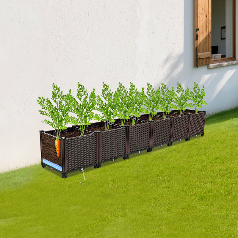6-Section Planter Box Outdoor Self Watering