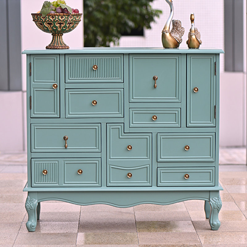 Commodes et commodes rectangulaires en bois manufacturé bleu clair, Bleu clair