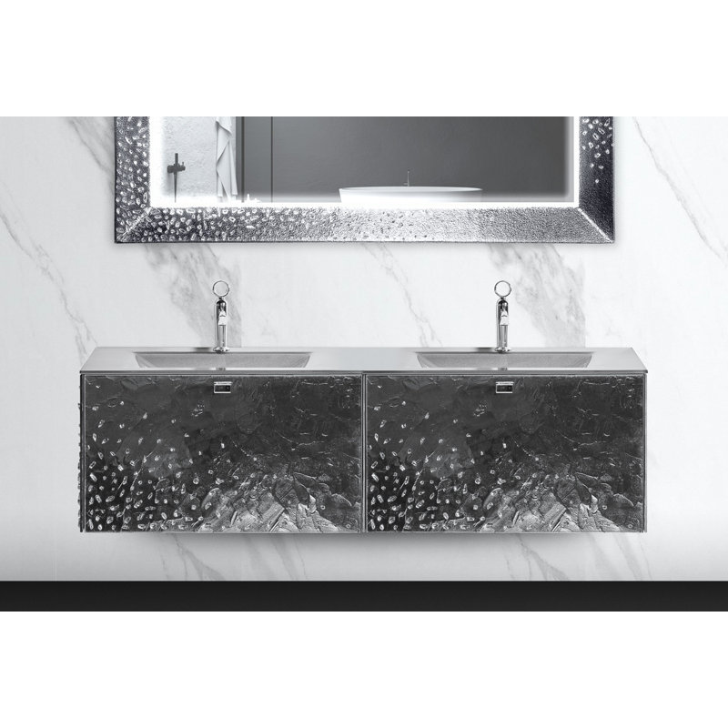 63'' W Double Vanity, Silver, Silver