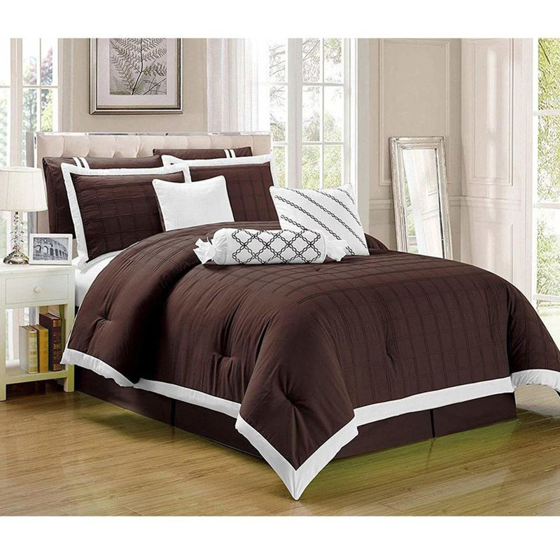 Dana Traditional Comforter, Brown, Cal KingFull Comforter + 8 Additional Pieces