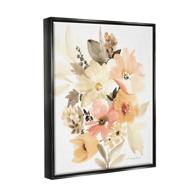 " Mixed Muted Bouquet ", Jet Black Floater Frame, 31" H x 25" W