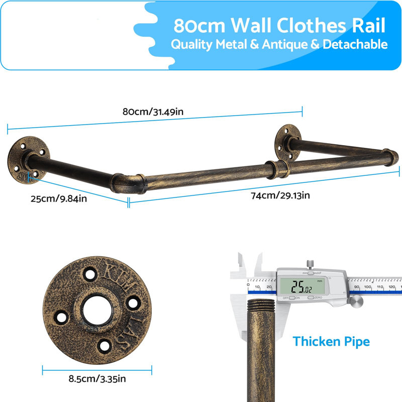 74cm Wall Mounted Clothes Rack