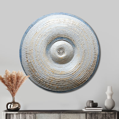 Silver Swirl Shell Fish - Animals Round Metal Art