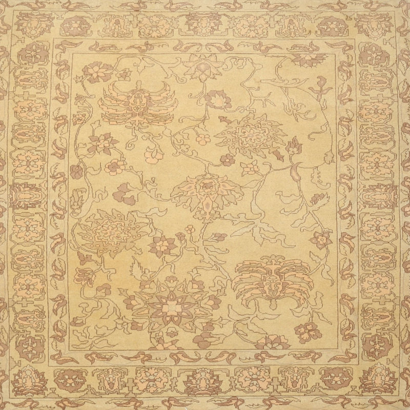Tapis beige/gris traditionnel Enes, Carré 5 pi
