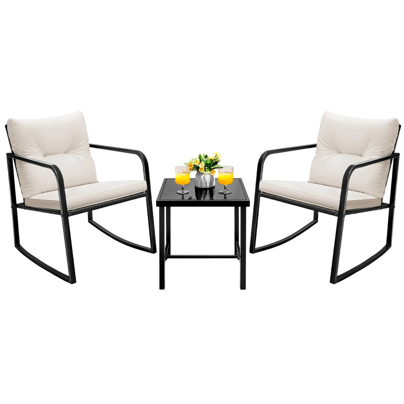 Beauman Metal 2 - Person Rocking Seating Group with Cushions, White