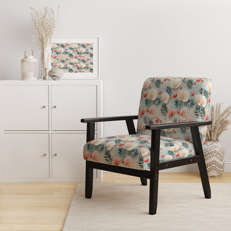Fauteuil rembourré d'appoint tropical D, Motif tropical élégance de bord de mer I
